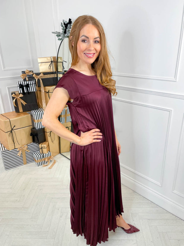 The Satin Everyday Dress -Burgundy