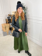 The Satin Everyday dress -Olive Green