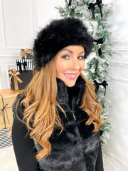 Eira Fur Headband- Black
