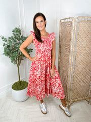 Jordyn Dress - Red/ Orange Floral