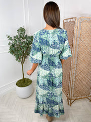 Kyra Dress - Green Ditsy Floral