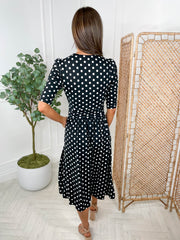 Nina Dress - Black Polka