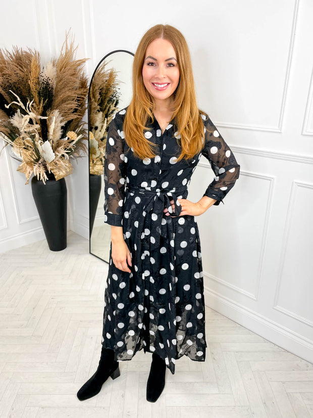 Angela Midi Shirt Dress - Polka Dot