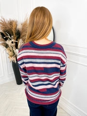 Haley Knit - Burgundy Stripe