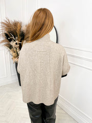 Zara Buckle Poncho - Beige