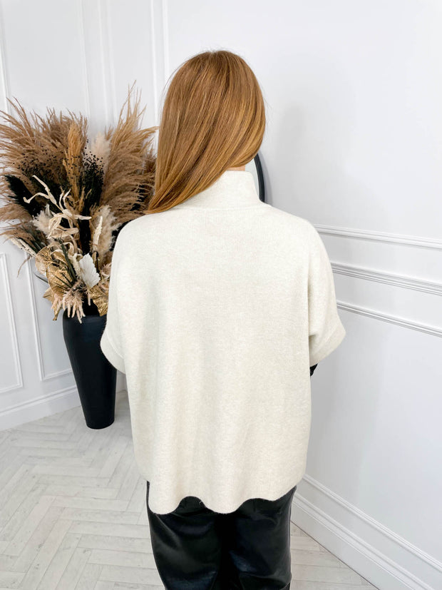 Zara Buckle Poncho - Cream