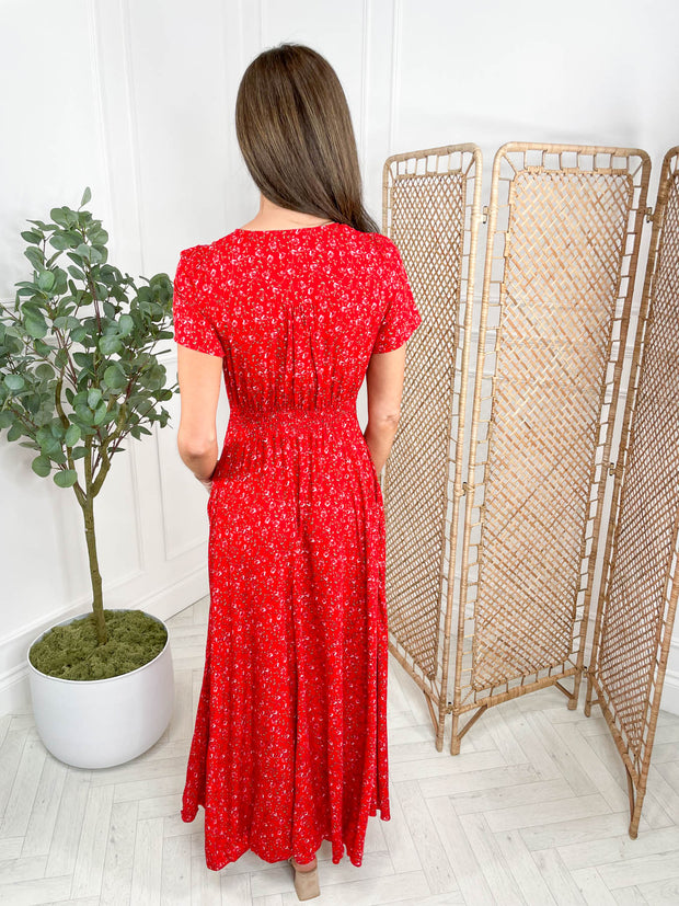 Barbara Dress - Red Ditsy Floral