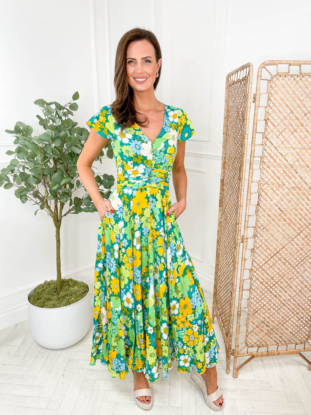 Tiara Dress - Green Floral