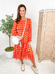 Lizzy Dress - Orange Geometric