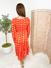 Lizzy Dress - Orange Geometric