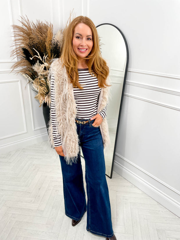 Portia Fur Gilet - Beige