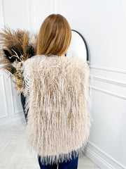 Portia Fur Gilet - Beige