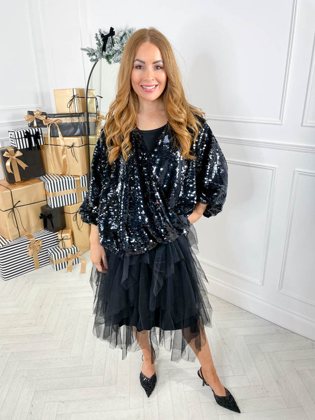Tatum Sequin Top - Black