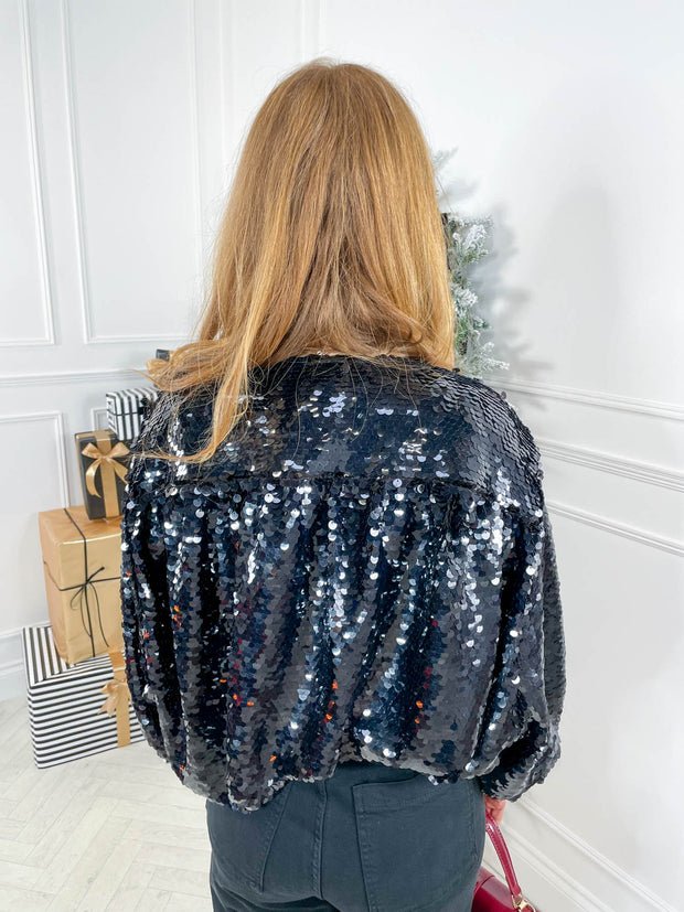 Tatum Sequin Top - Black