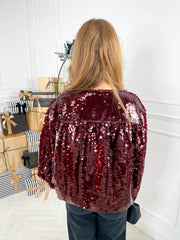 Tatum Sequin Top - Burgundy