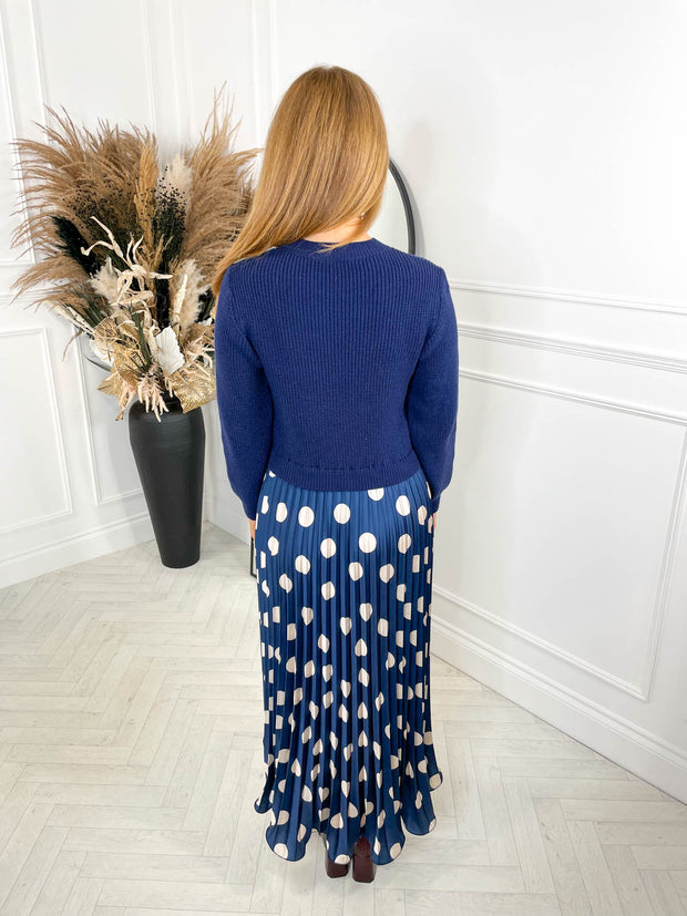 Fran Polka Dot Dress - Navy
