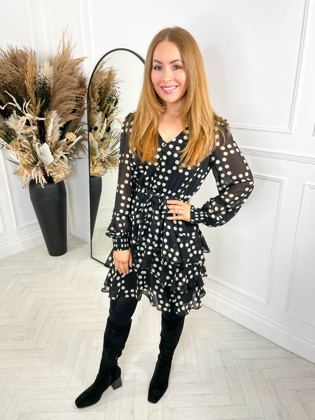 Erin Dress- Black Polka Dot