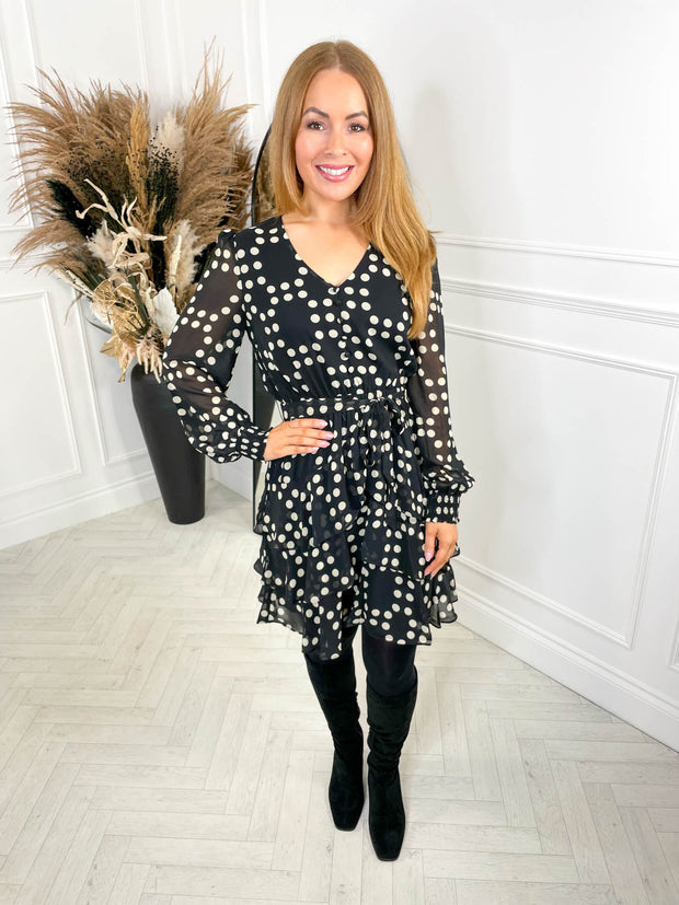 Erin Dress- Black Polka Dot