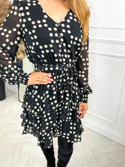 Erin Dress- Black Polka Dot
