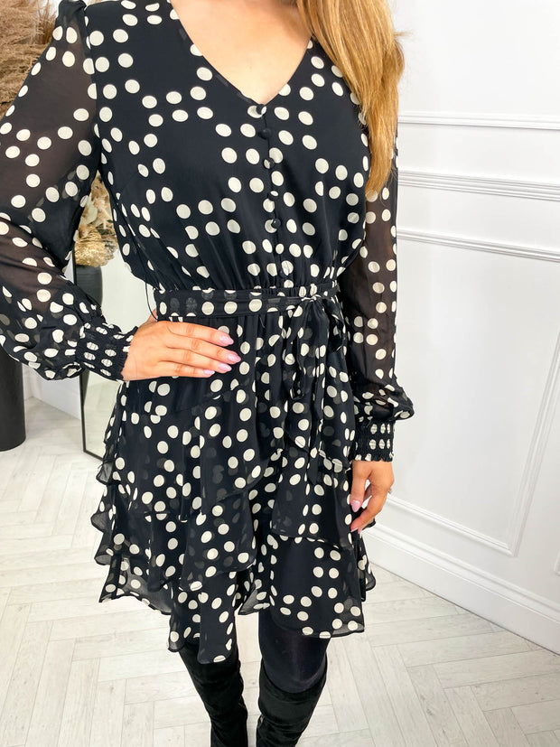 Erin Dress- Black Polka Dot
