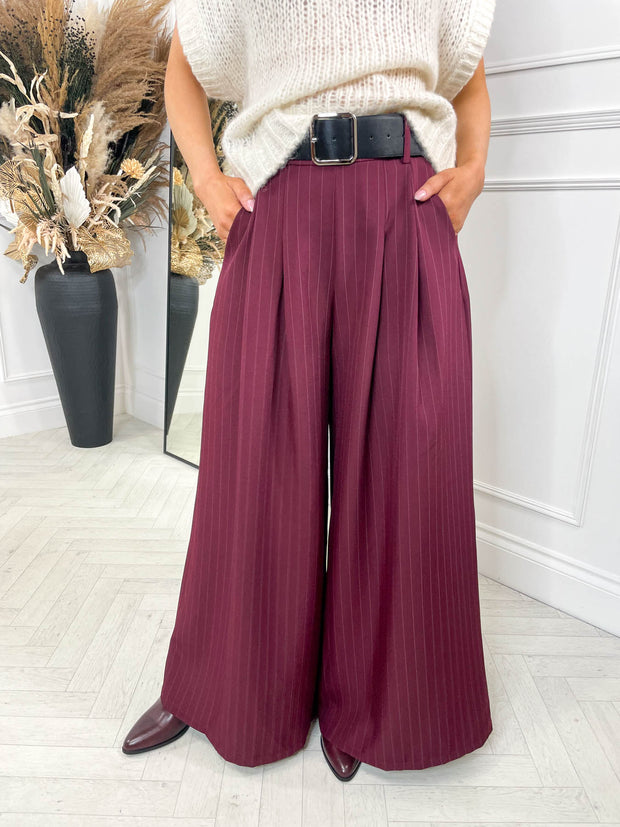 Bronwyn Belted Trousers - Burgundy