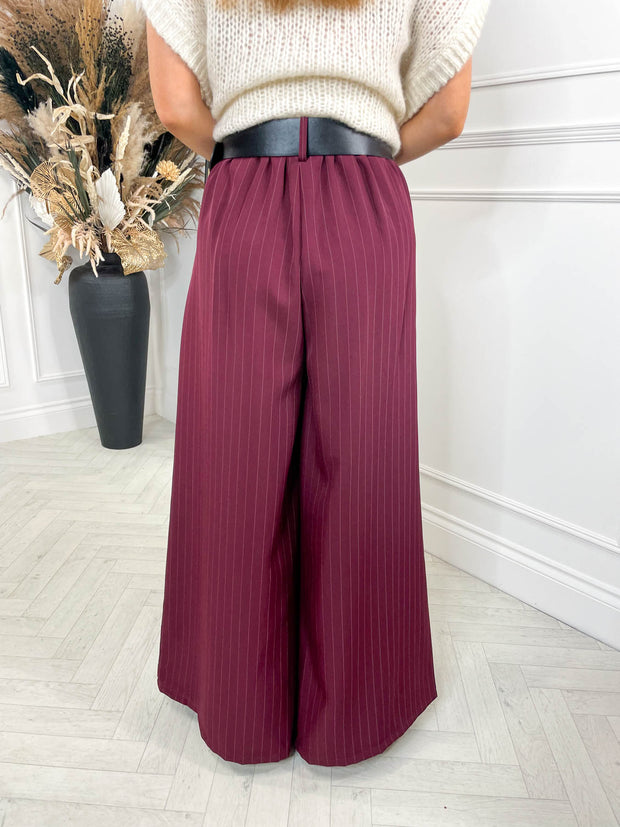 Bronwyn Belted Trousers - Burgundy