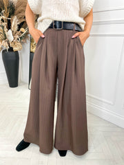 Bronwyn Belted Trousers - Chocolate