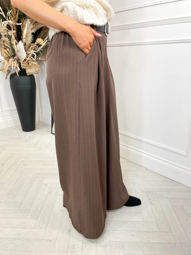 Bronwyn Belted Trousers - Chocolate