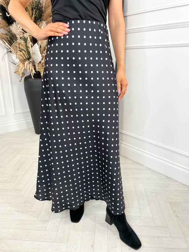 Valentina Polka Dot Skirt - Black