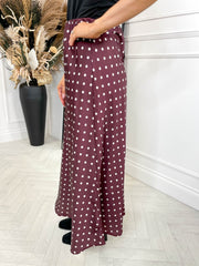 Valentina Polka Dot Skirt - Burgundy