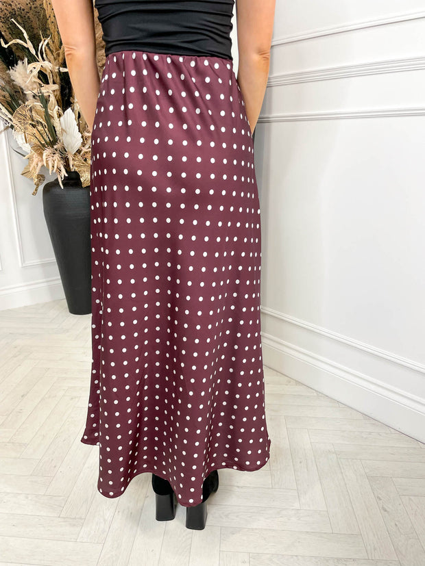 Valentina Polka Dot Skirt - Burgundy