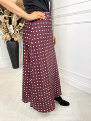 Valentina Polka Dot Skirt - Burgundy