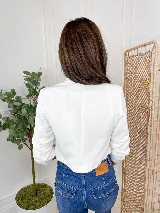 Kim Cropped Blazer - White