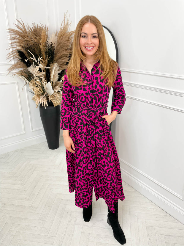 Angela Midi Shirt Dress - Leopard