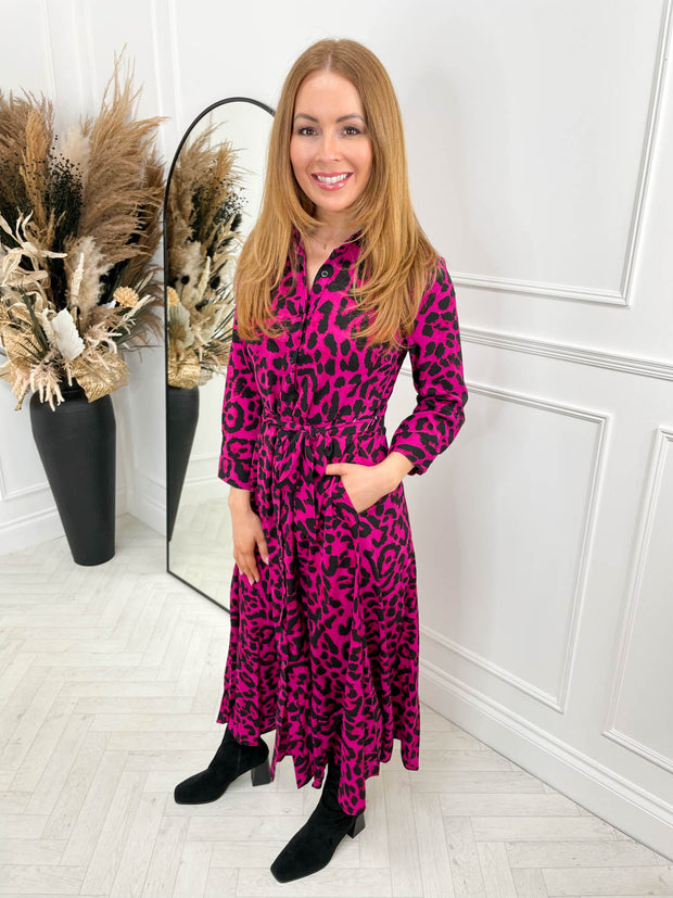 Angela Midi Shirt Dress - Leopard