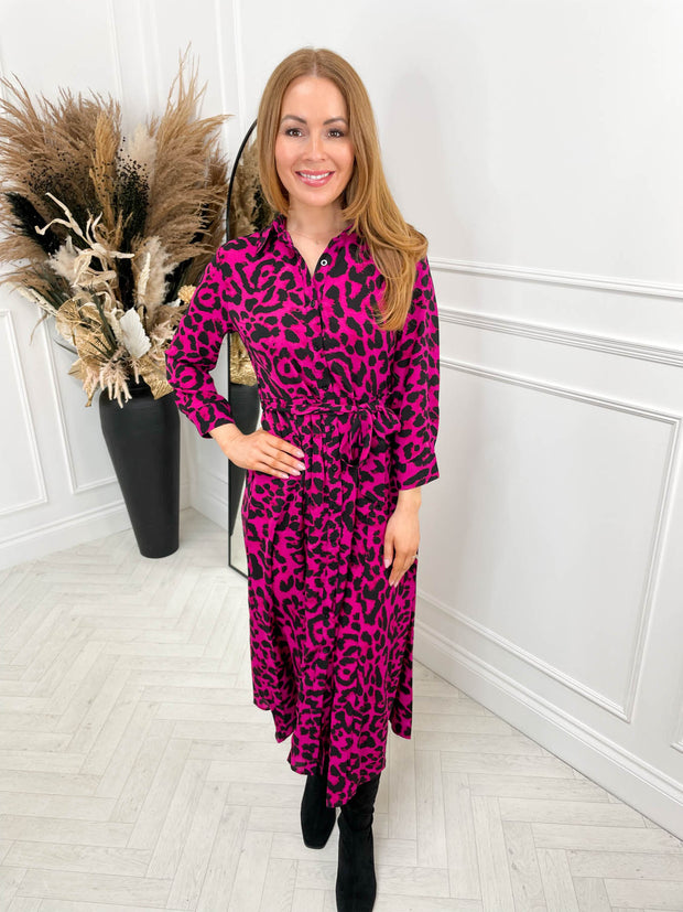 Angela Midi Shirt Dress - Leopard