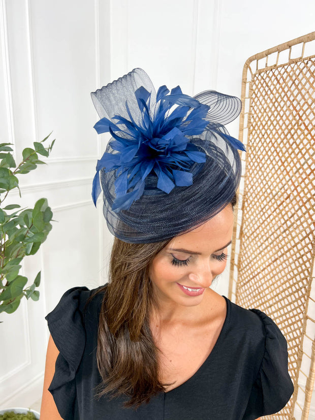 Peonies Fascinator - Navy