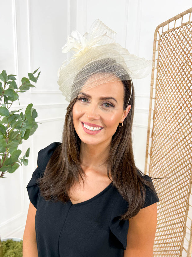 Peonies Fascinator - Cream