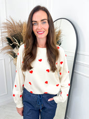 Kasa Sweatshirt - Orange Heart Print