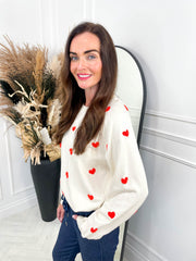 Kasa Sweatshirt - Orange Heart Print