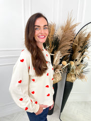 Kasa Sweatshirt - Orange Heart Print