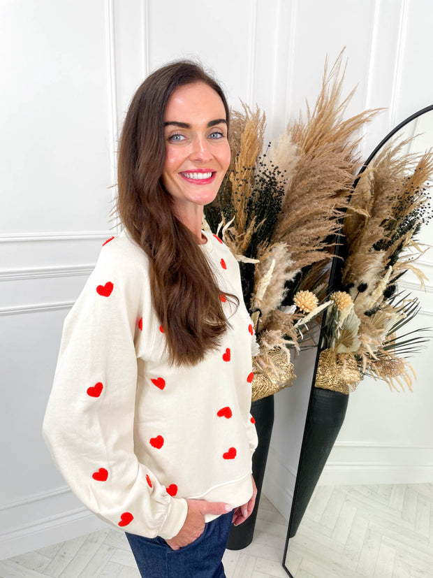 Kasa Sweatshirt - Orange Heart Print