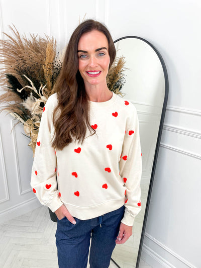 Kasa Sweatshirt - Orange Heart Print