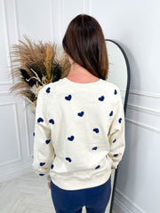Kasa Sweatshirt - Navy Heart Print