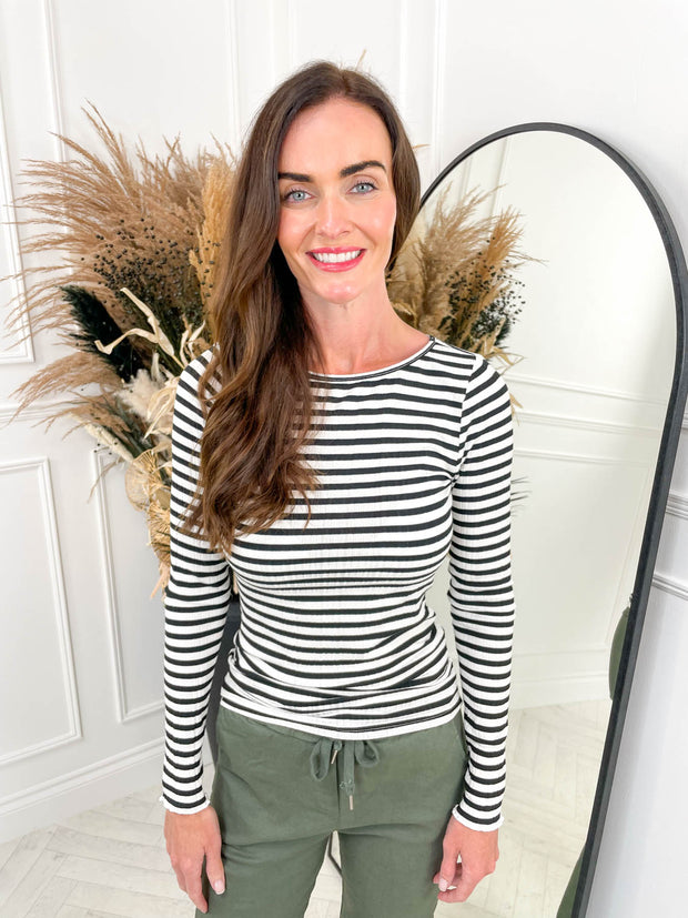 Cella Stripe Top- Black