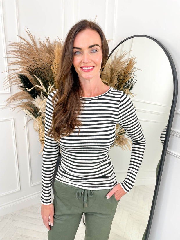 Cella Stripe Top- Black