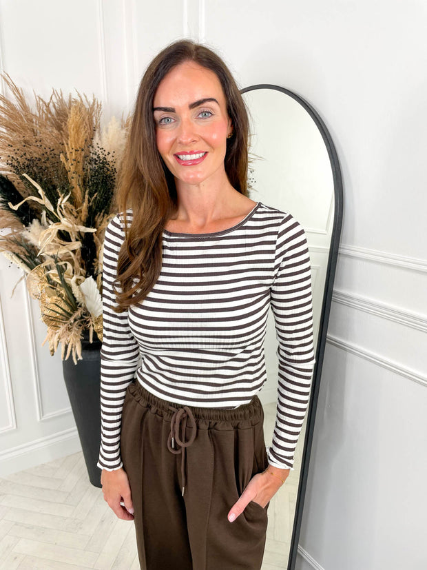 Cella Stripe Top - Brown