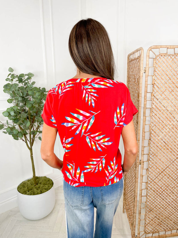 Marielle Blouse - Red Rainbow Fronds by Sugarhill Brighton