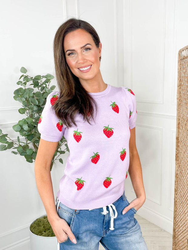Dominique Knit Top - Lilac Summer Strawberry by Sugarhill Brighton