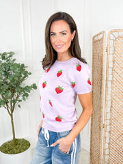 Dominique Knit Top - Lilac Summer Strawberry by Sugarhill Brighton